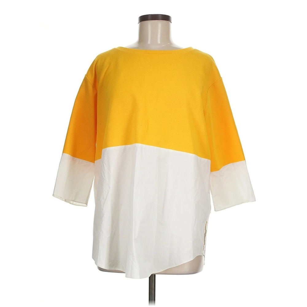 COS M Colorblock Tunic Oversized Minimalist Modern Mixed Media Knit Poplin  $149 - Picture 2 of 9